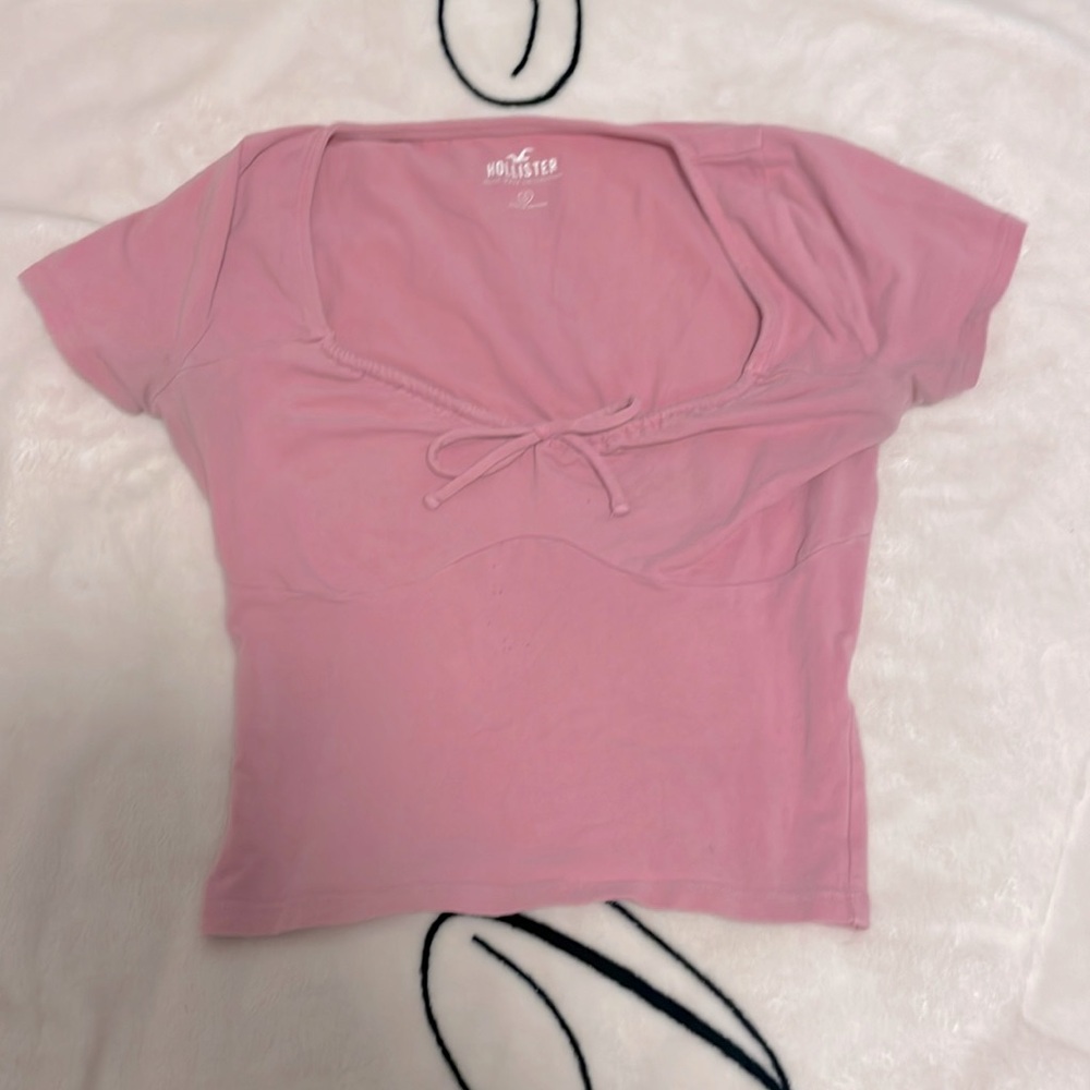 Hollister Pink Sweetheart scooped neck, with a bow to cinch the neckline